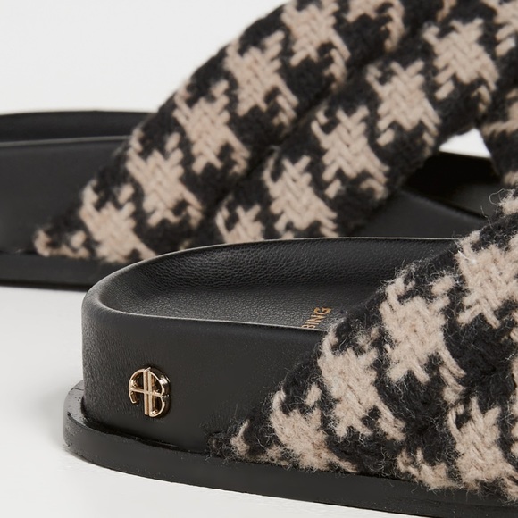 Anine Bing Lizzie Houndstooth Slides - Picture 3 of 9